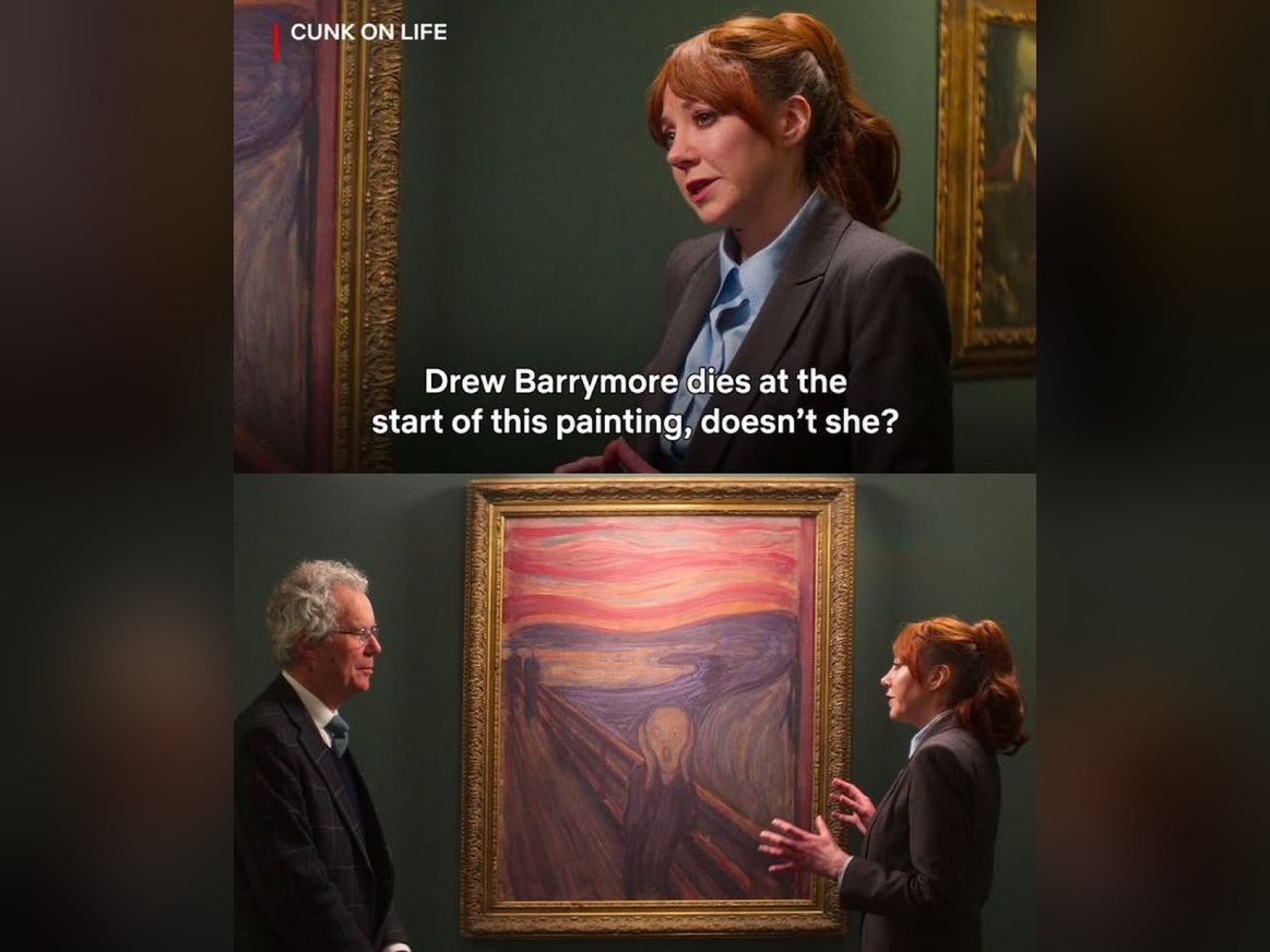 Cunk on Life: Philomena Cunk asks an art expert about The Scream, an example of dark comedy